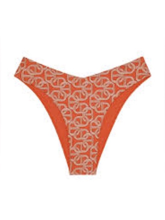 Monday Swimwear Orange Geo Chain Bathing Suit Set Size 12-14 - Picture 5 of 12